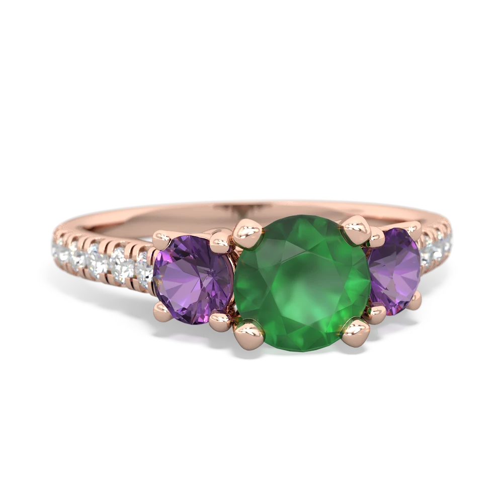 Emerald Pave Trellis 14K Rose Gold ring R5500