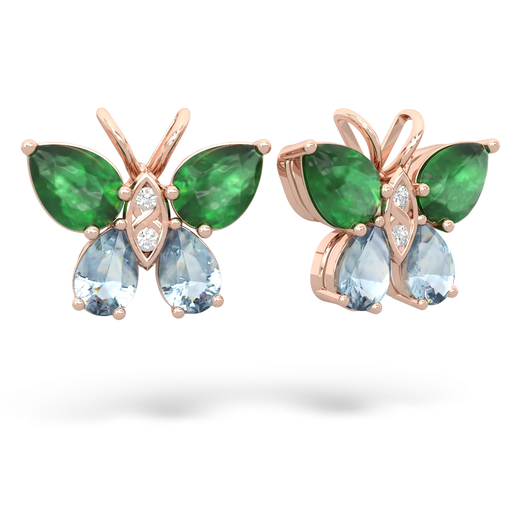 Emerald Butterfly 14K Rose Gold earrings E2215