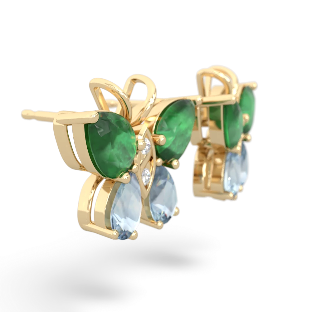 Emerald Butterfly 14K Yellow Gold earrings E2215