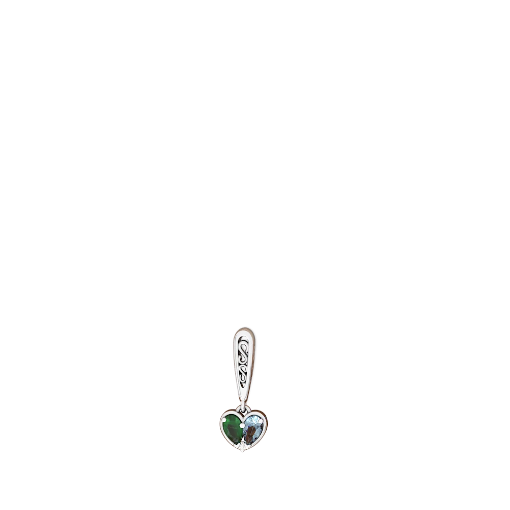 Emerald Filligree Heart 14K White Gold earrings E5070