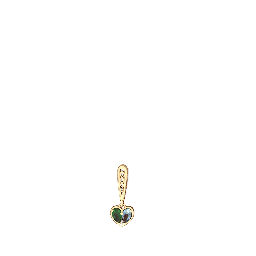 Emerald Filligree Heart 14K Yellow Gold earrings E5070