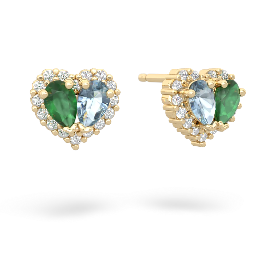 Emerald Halo 14K Yellow Gold earrings E7008