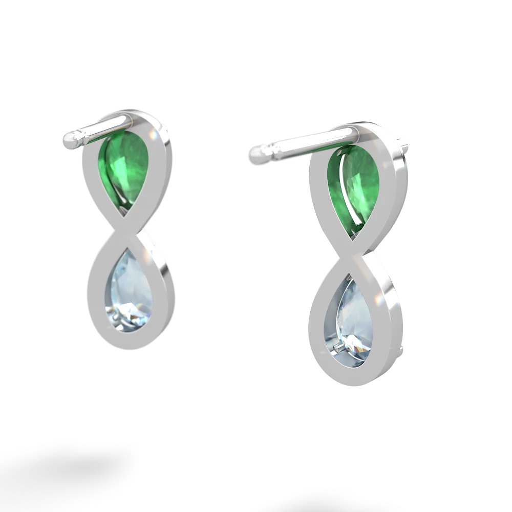 Emerald Infinity 14K White Gold earrings E5050