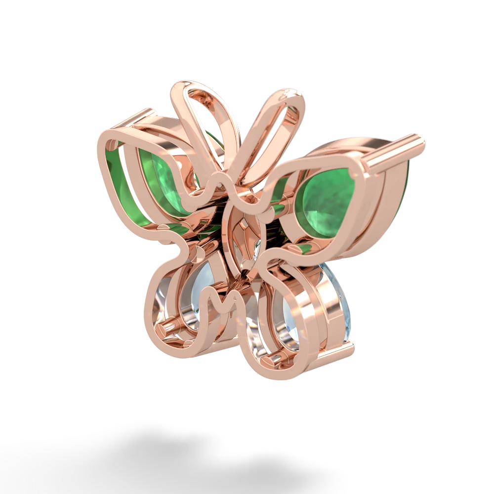 Emerald Butterfly 14K Rose Gold pendant P2215