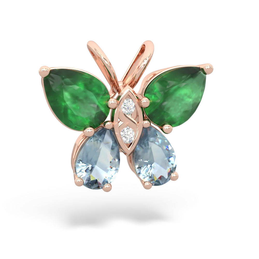 Emerald Butterfly 14K Rose Gold pendant P2215