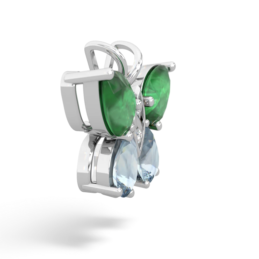 Emerald Butterfly 14K White Gold pendant P2215