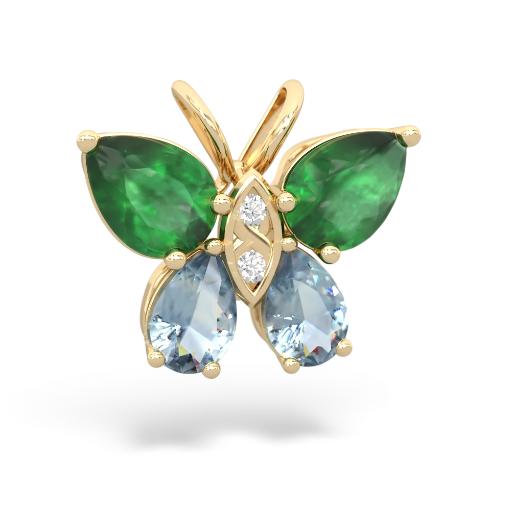 Emerald Butterfly 14K Yellow Gold pendant P2215