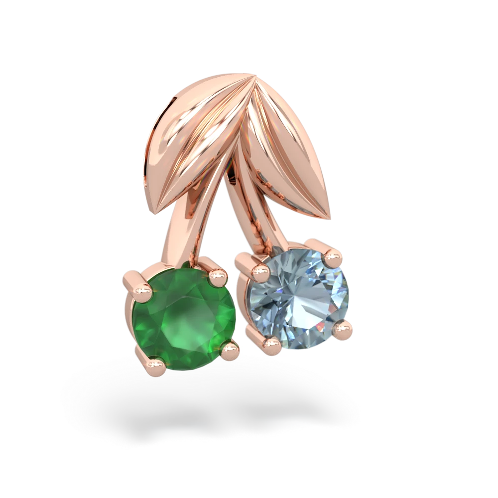 Emerald Sweet Cherries 14K Rose Gold pendant P7001