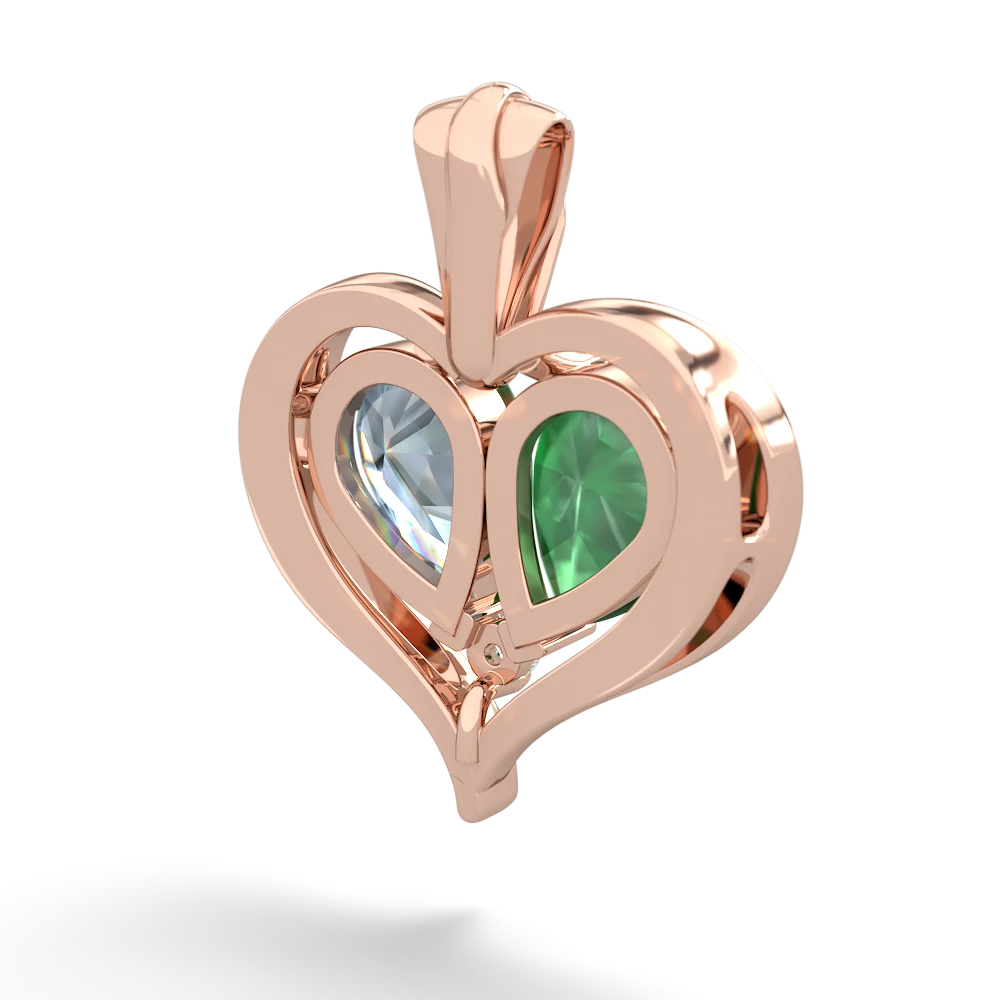 Emerald Two Become One 14K Rose Gold pendant P5330