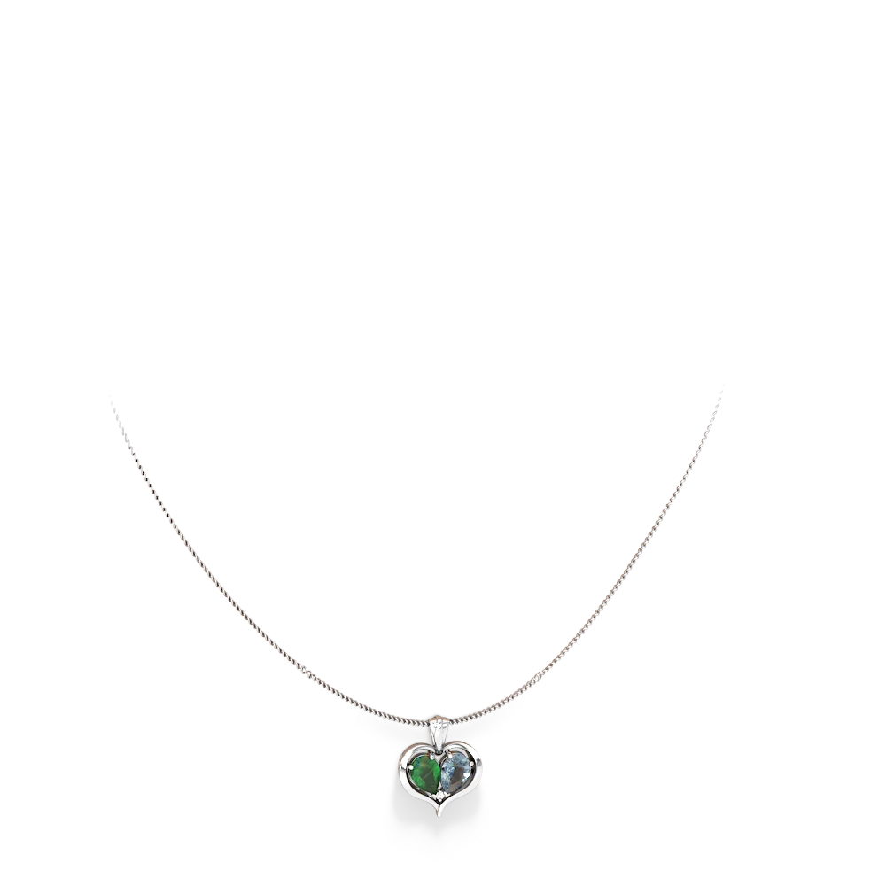 Emerald Two Become One 14K White Gold pendant P5330