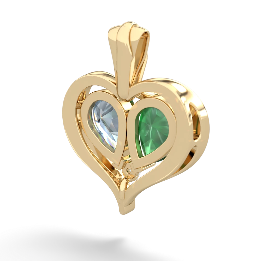 Emerald Two Become One 14K Yellow Gold pendant P5330