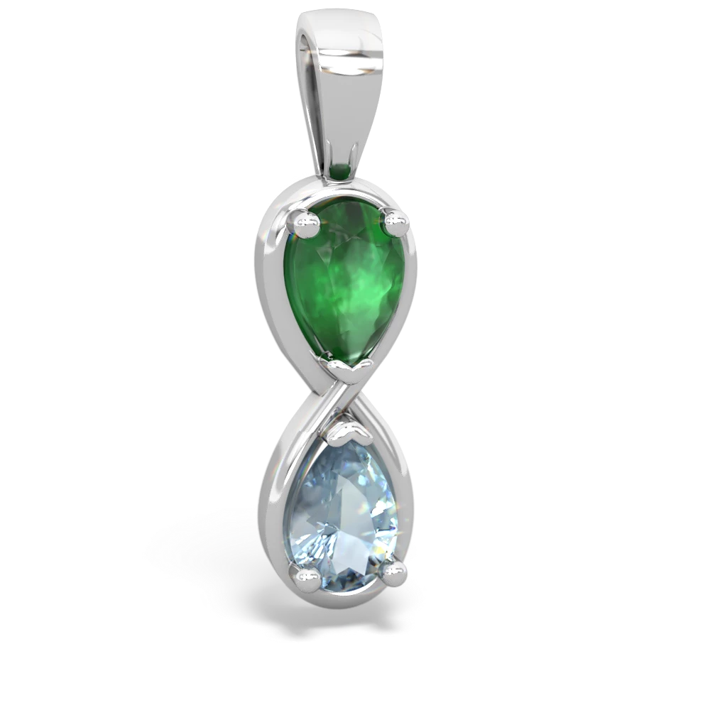 Emerald Infinity 14K White Gold pendant P5050