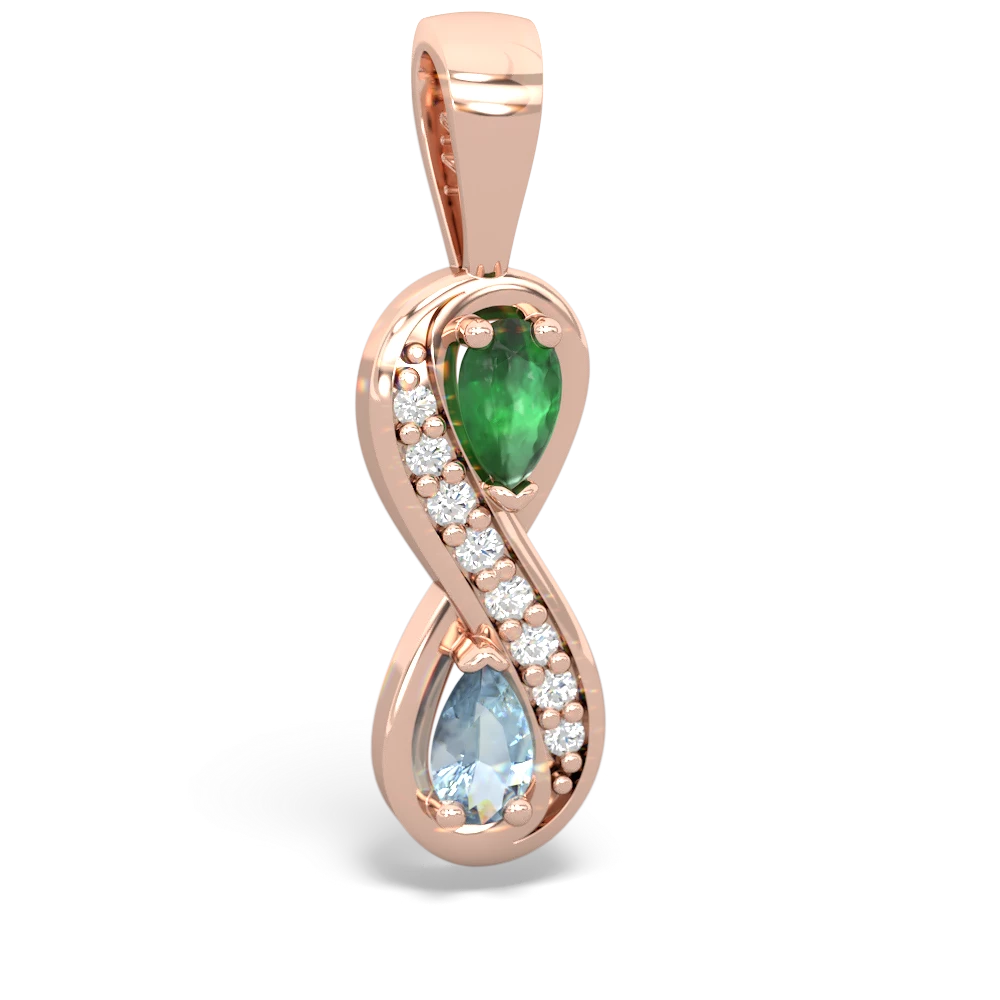 Emerald Diamond Infinity 14K Rose Gold pendant P5390