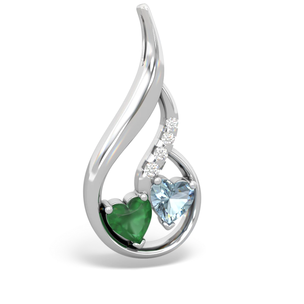 Emerald Keepsake Curves 14K White Gold pendant P5450