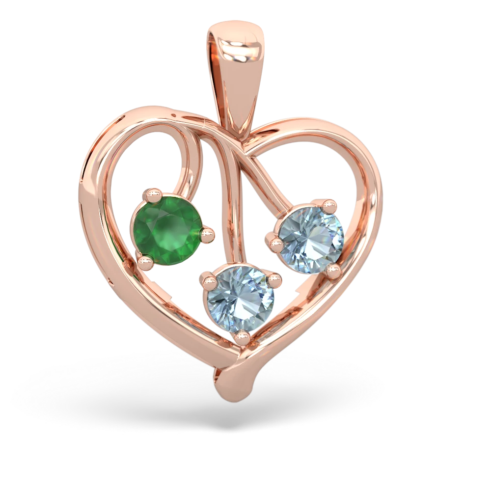 Emerald Glowing Heart 14K Rose Gold pendant P2233