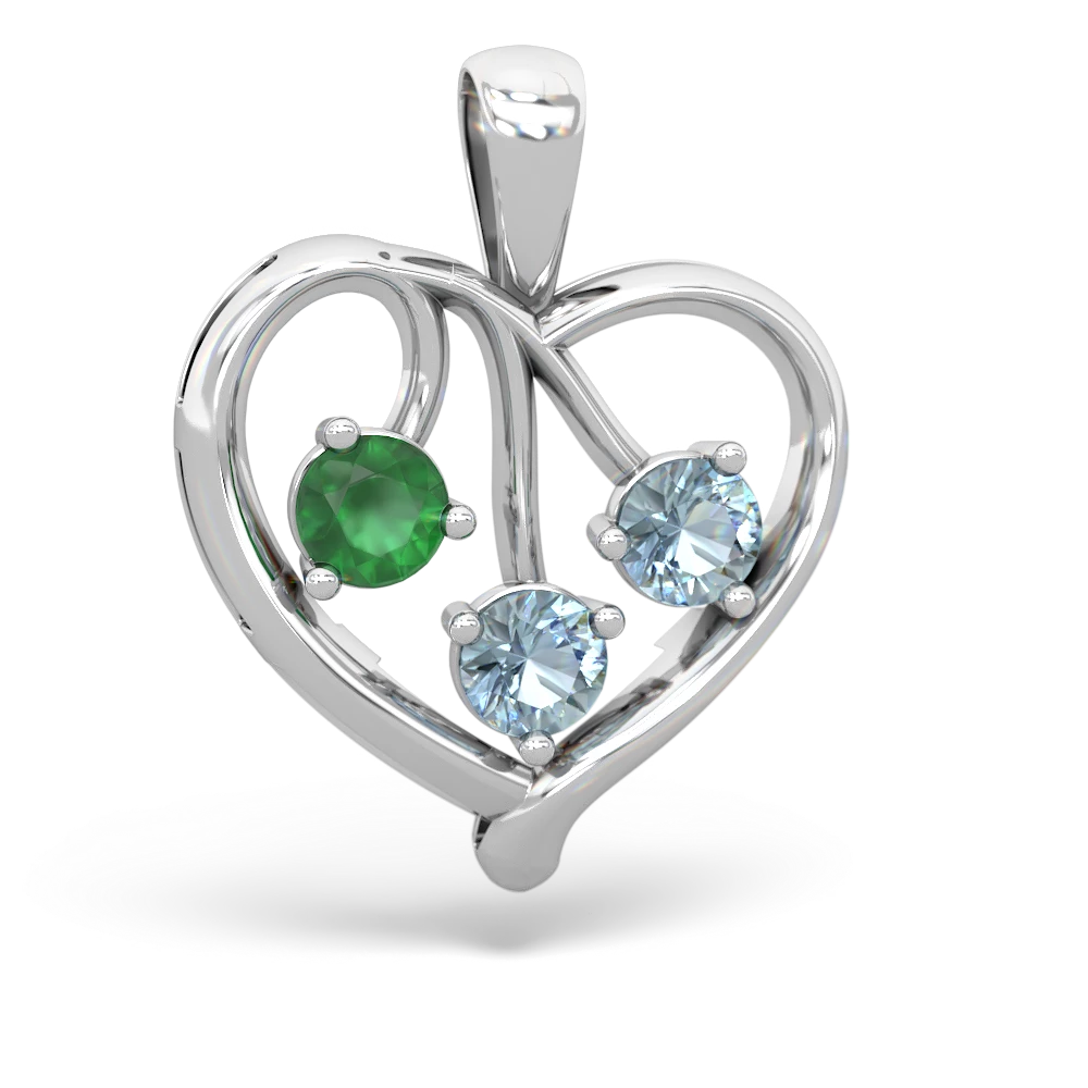 Emerald Glowing Heart 14K White Gold pendant P2233