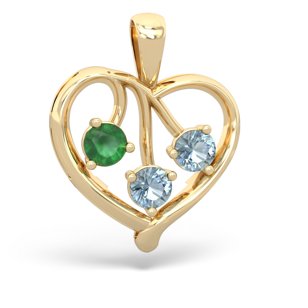 Emerald Glowing Heart 14K Yellow Gold pendant P2233