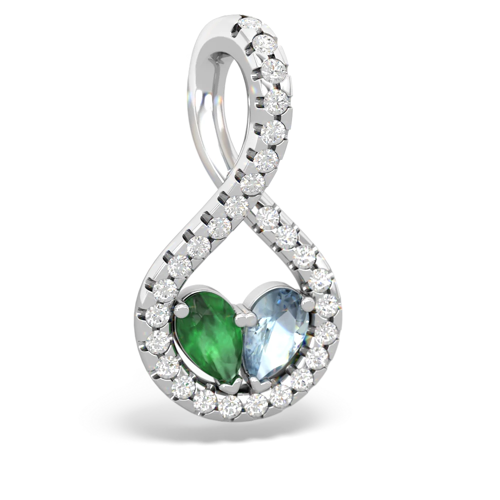 Emerald Pave Twist 'One Heart' 14K White Gold pendant P5360