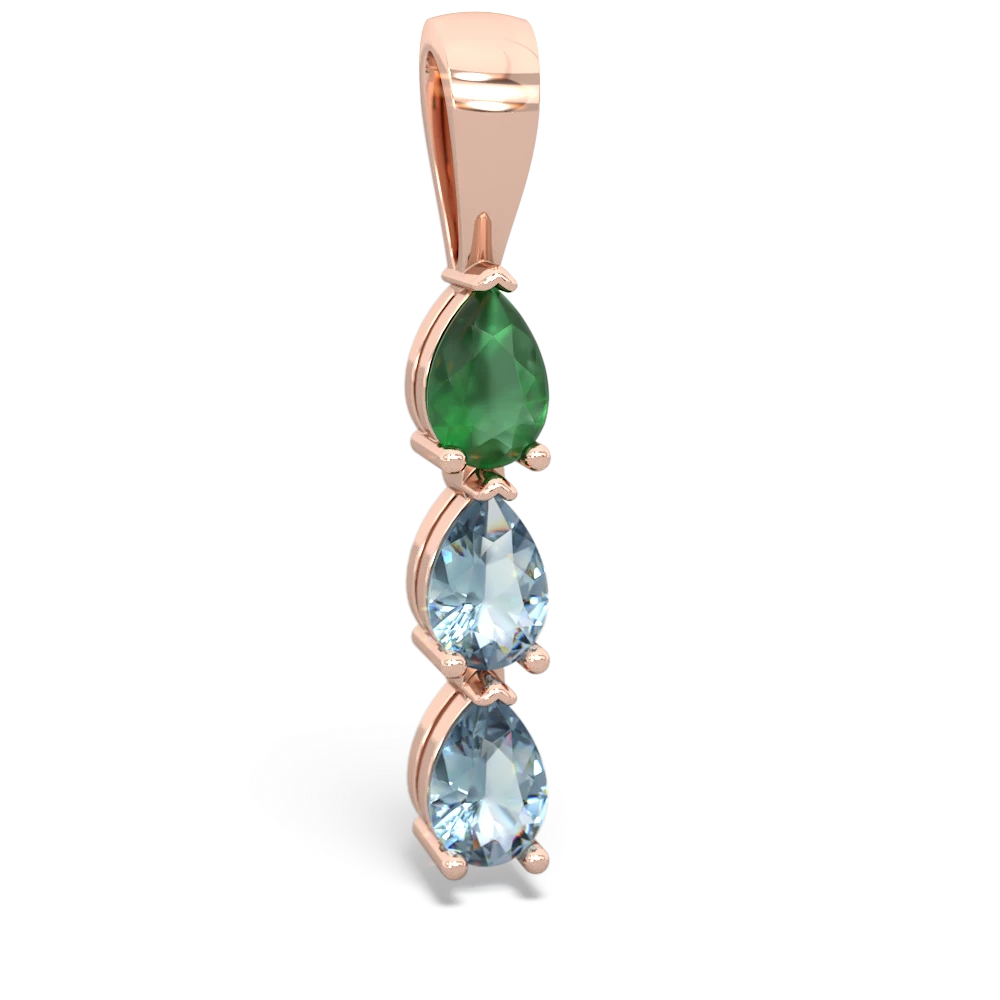 Emerald Dew Drops 14K Rose Gold pendant P2251