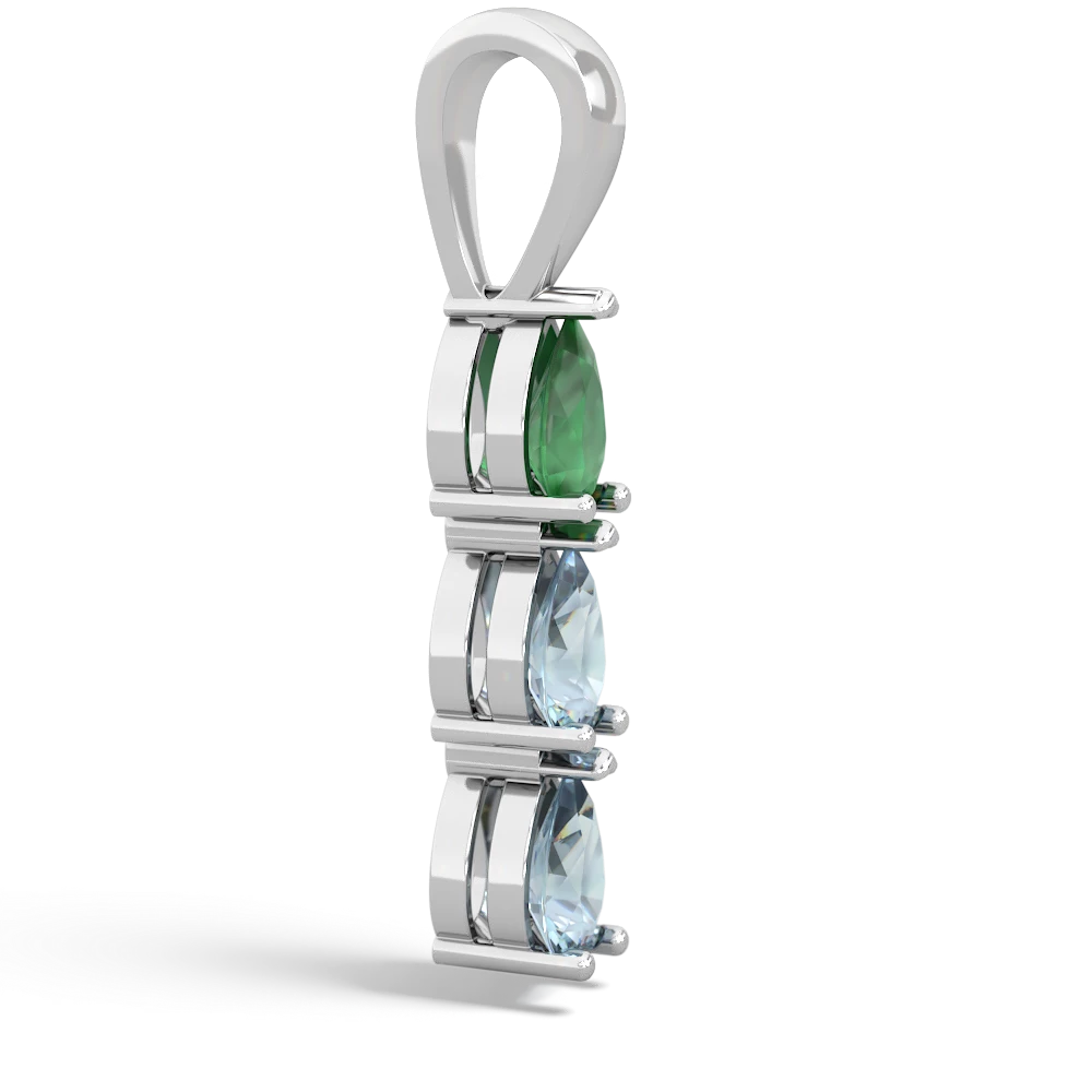 Emerald Dew Drops 14K White Gold pendant P2251