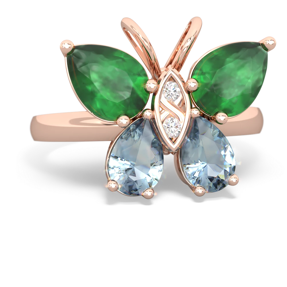 Emerald Butterfly 14K Rose Gold ring R2215