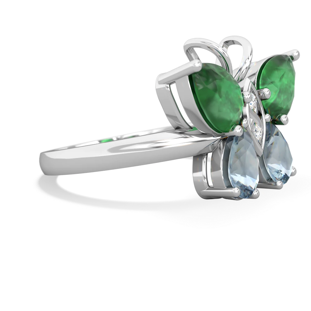 Emerald Butterfly 14K White Gold ring R2215