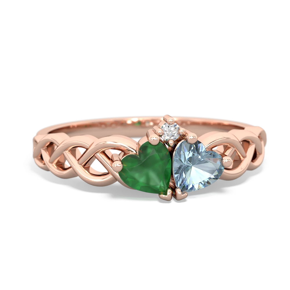 Emerald Heart To Heart Braid 14K Rose Gold ring R5870