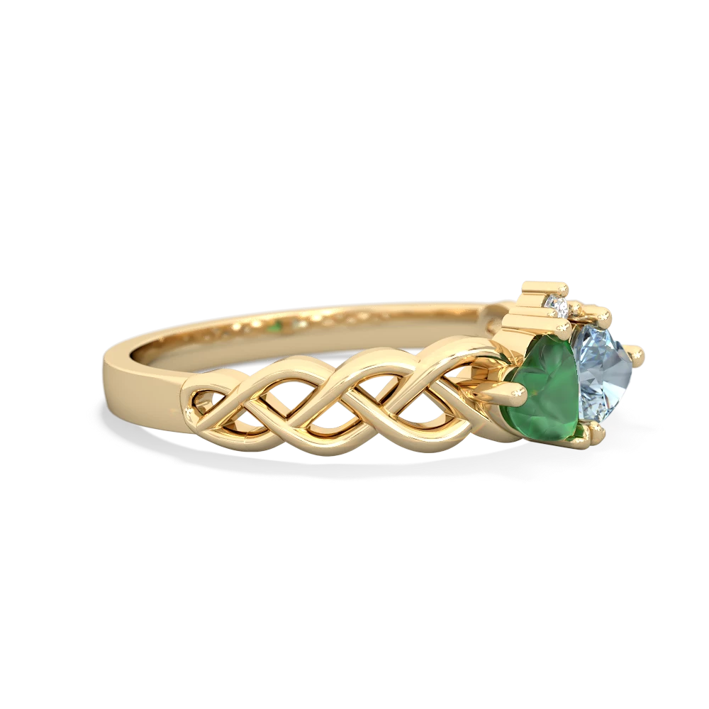 Emerald Heart To Heart Braid 14K Yellow Gold ring R5870