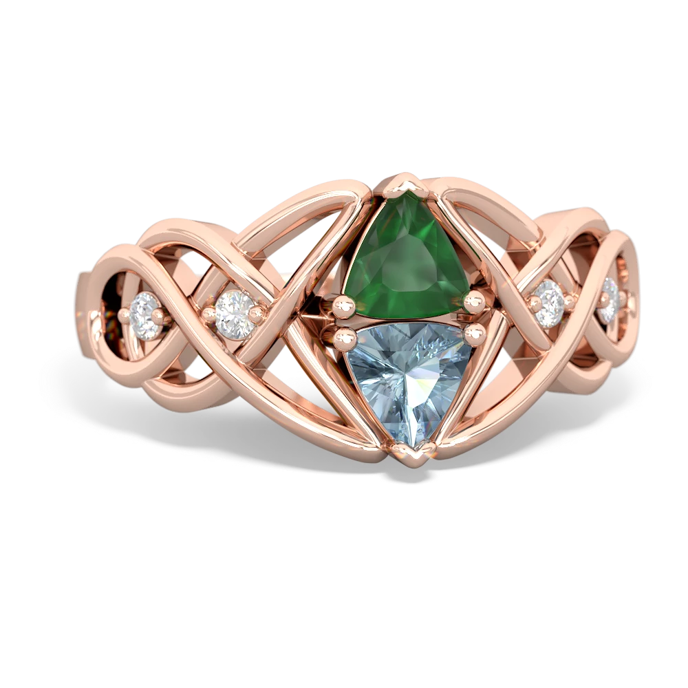 Emerald Keepsake Celtic Knot 14K Rose Gold ring R5300