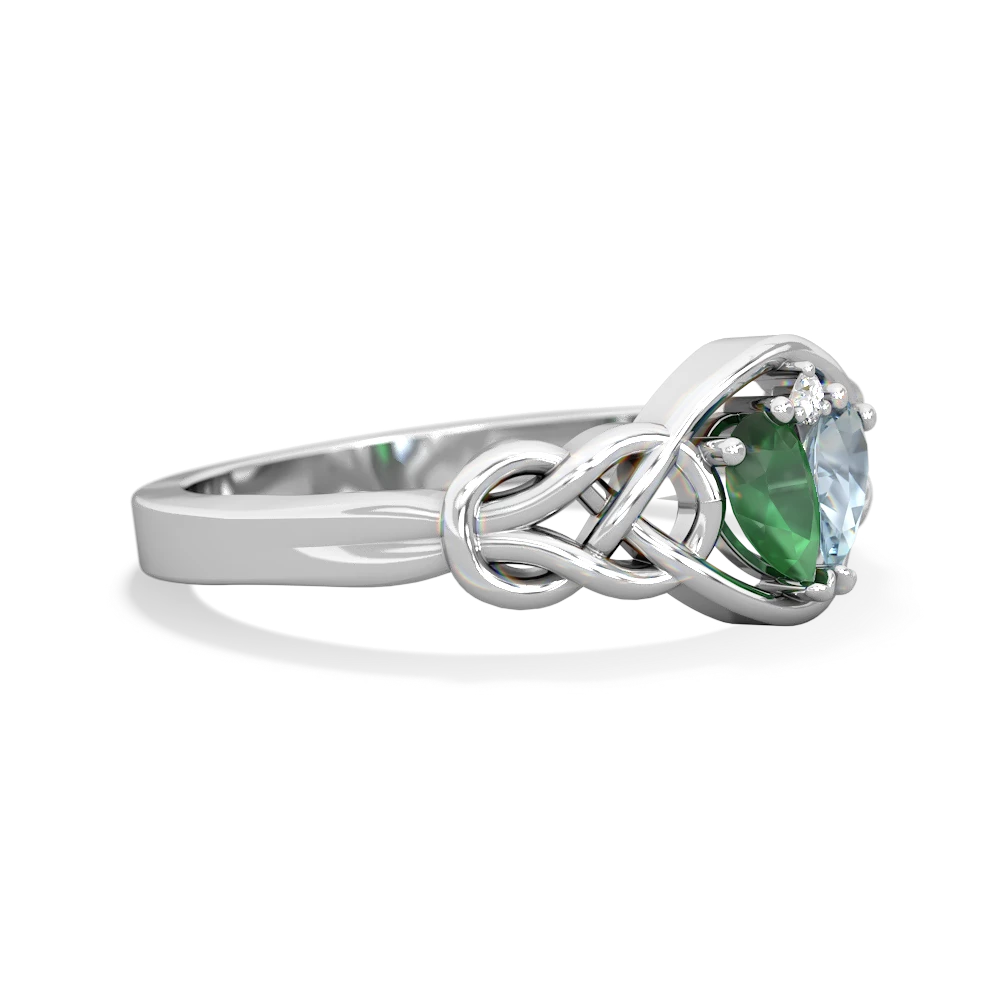 Emerald Celtic Love Knot 14K White Gold ring R5420