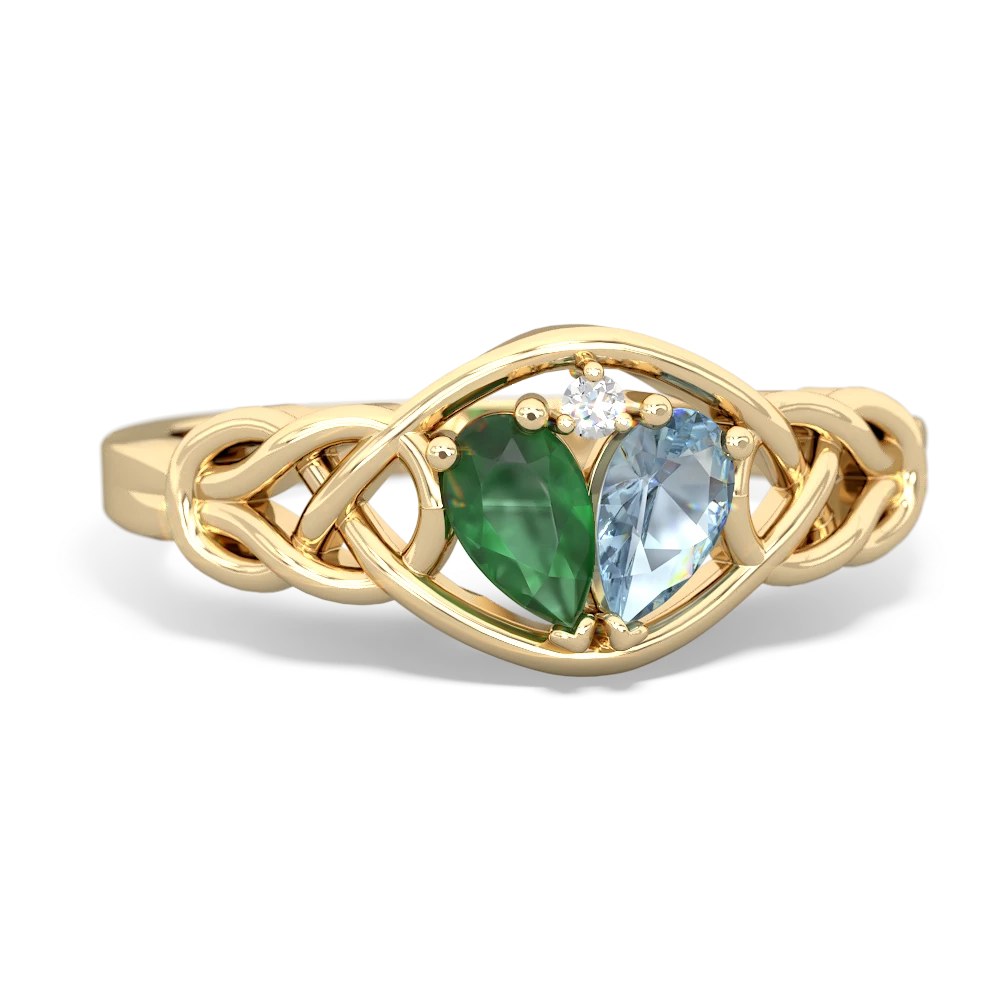 Emerald Celtic Love Knot 14K Yellow Gold ring R5420