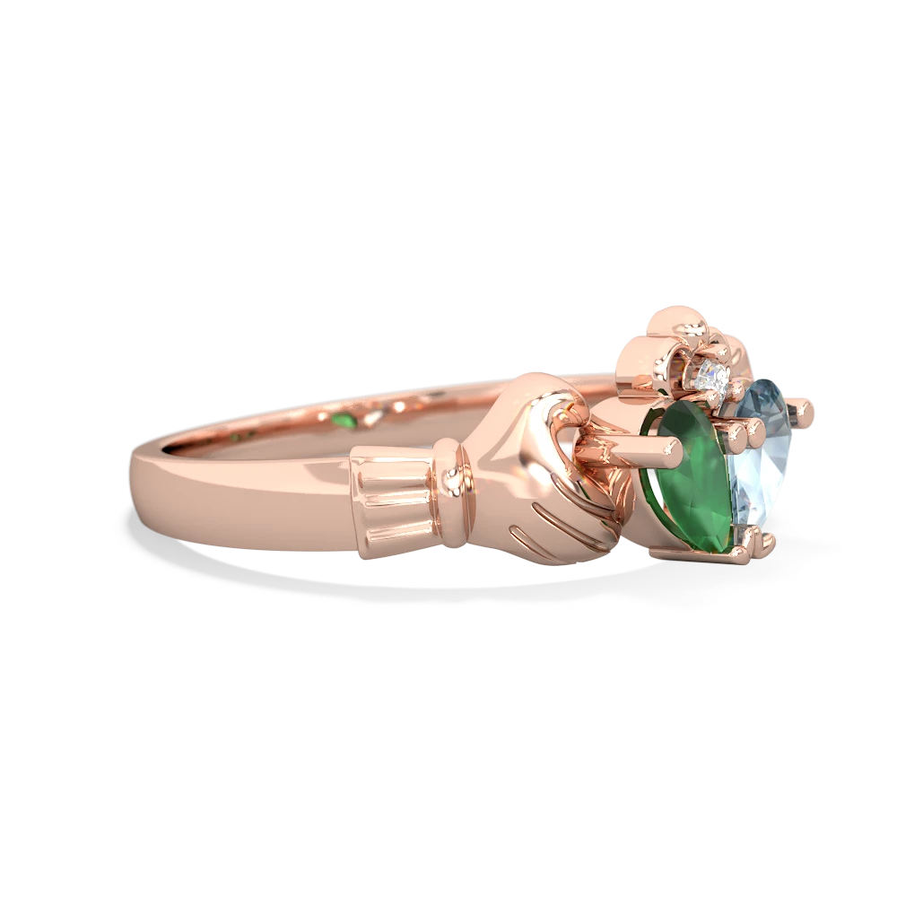 Emerald 'Our Heart' Claddagh 14K Rose Gold ring R2388