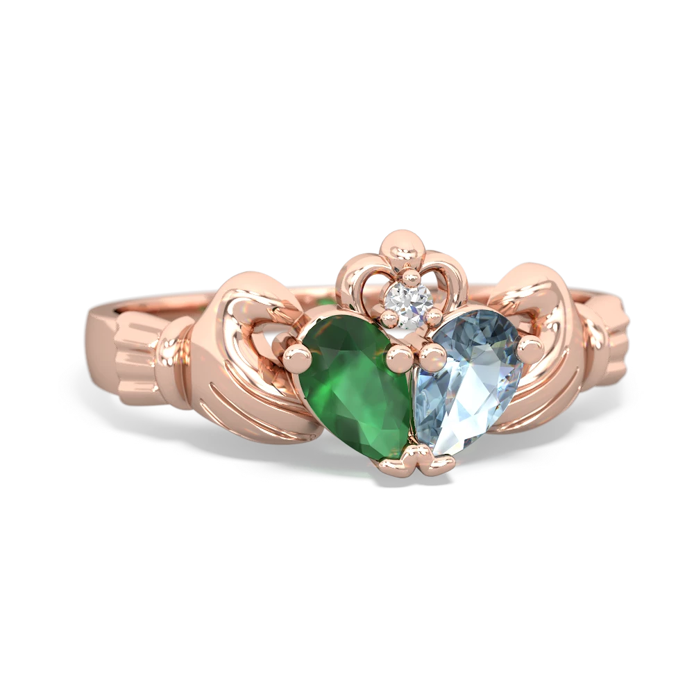 Emerald 'Our Heart' Claddagh 14K Rose Gold ring R2388