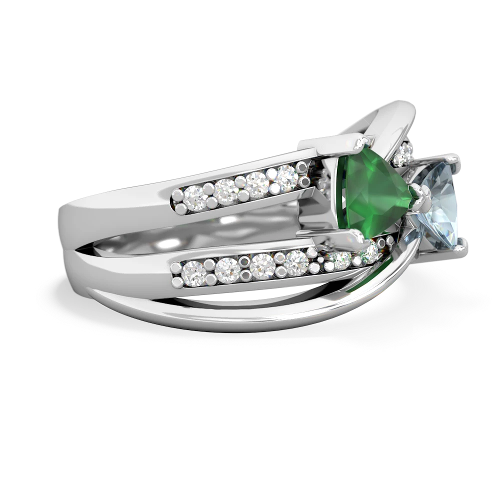 Emerald Bowtie 14K White Gold ring R2360