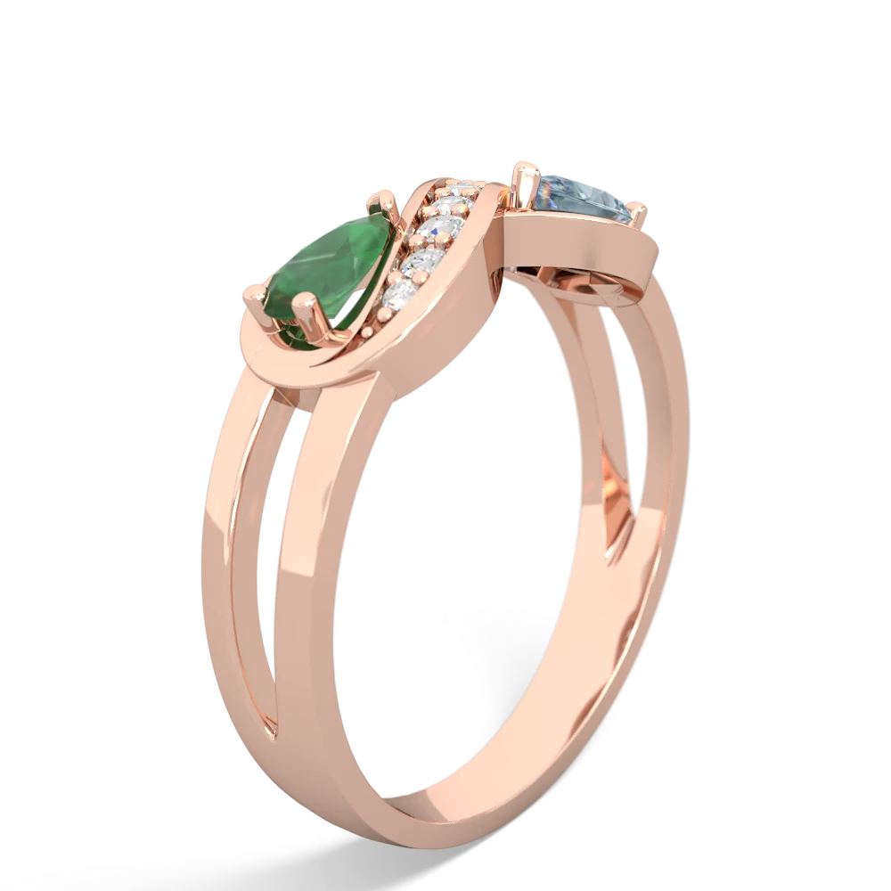 Emerald Diamond Infinity 14K Rose Gold ring R5390