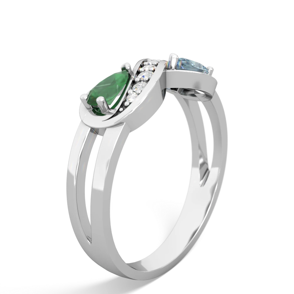 Emerald Diamond Infinity 14K White Gold ring R5390