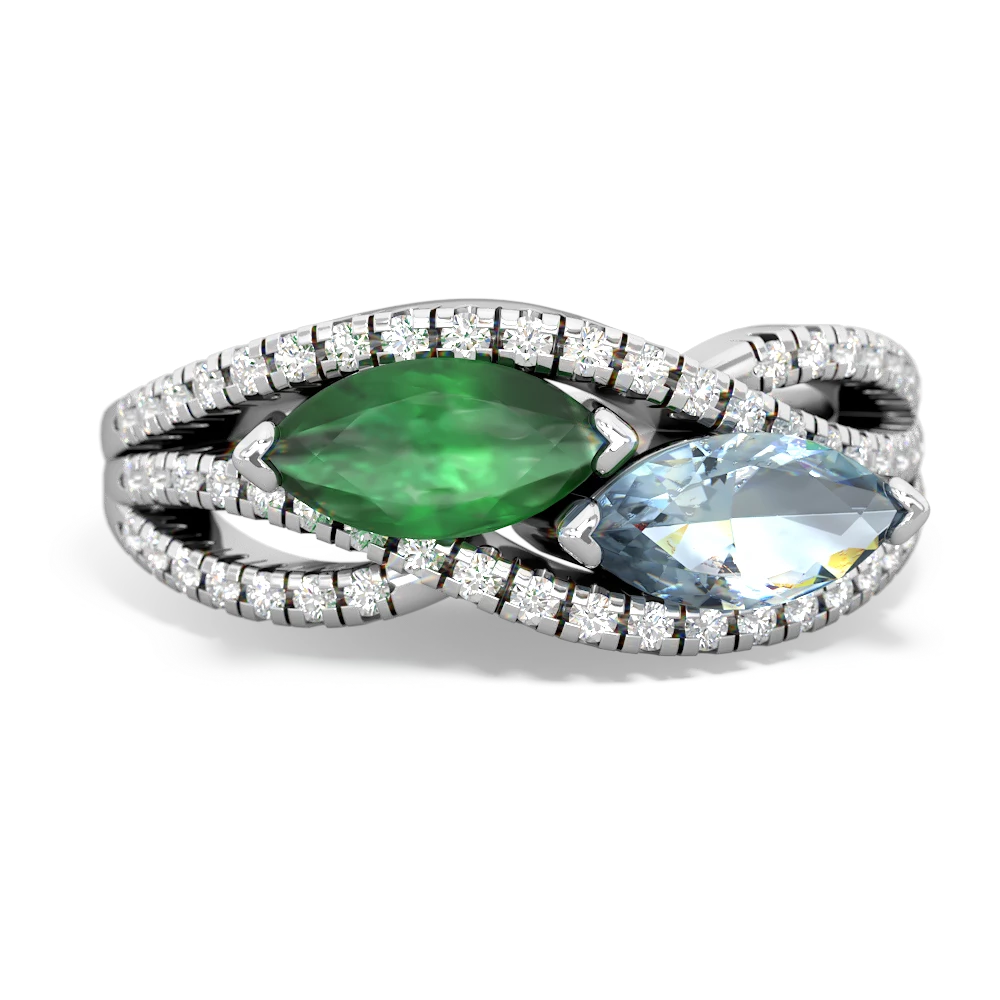 Emerald Diamond Rivers 14K White Gold ring R3070