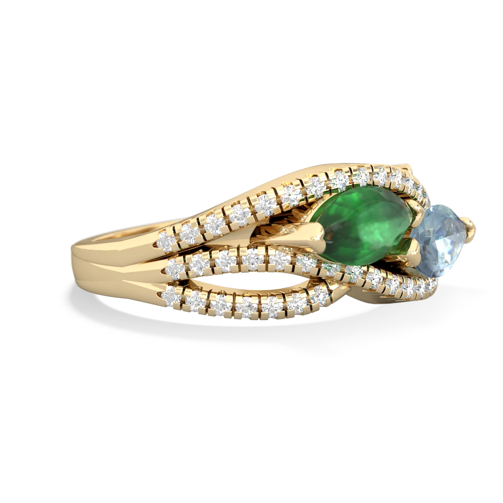 Emerald Diamond Rivers 14K Yellow Gold ring R3070