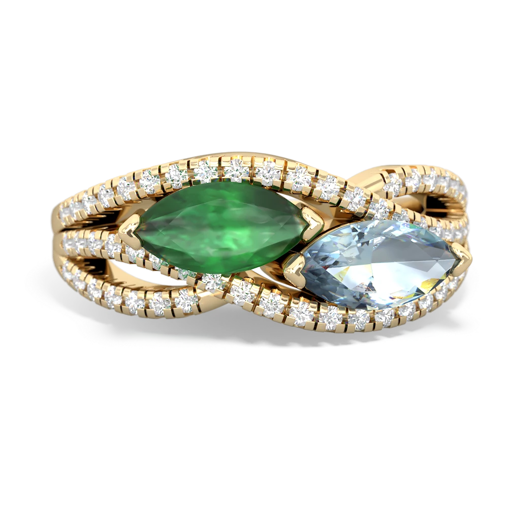 Emerald Diamond Rivers 14K Yellow Gold ring R3070