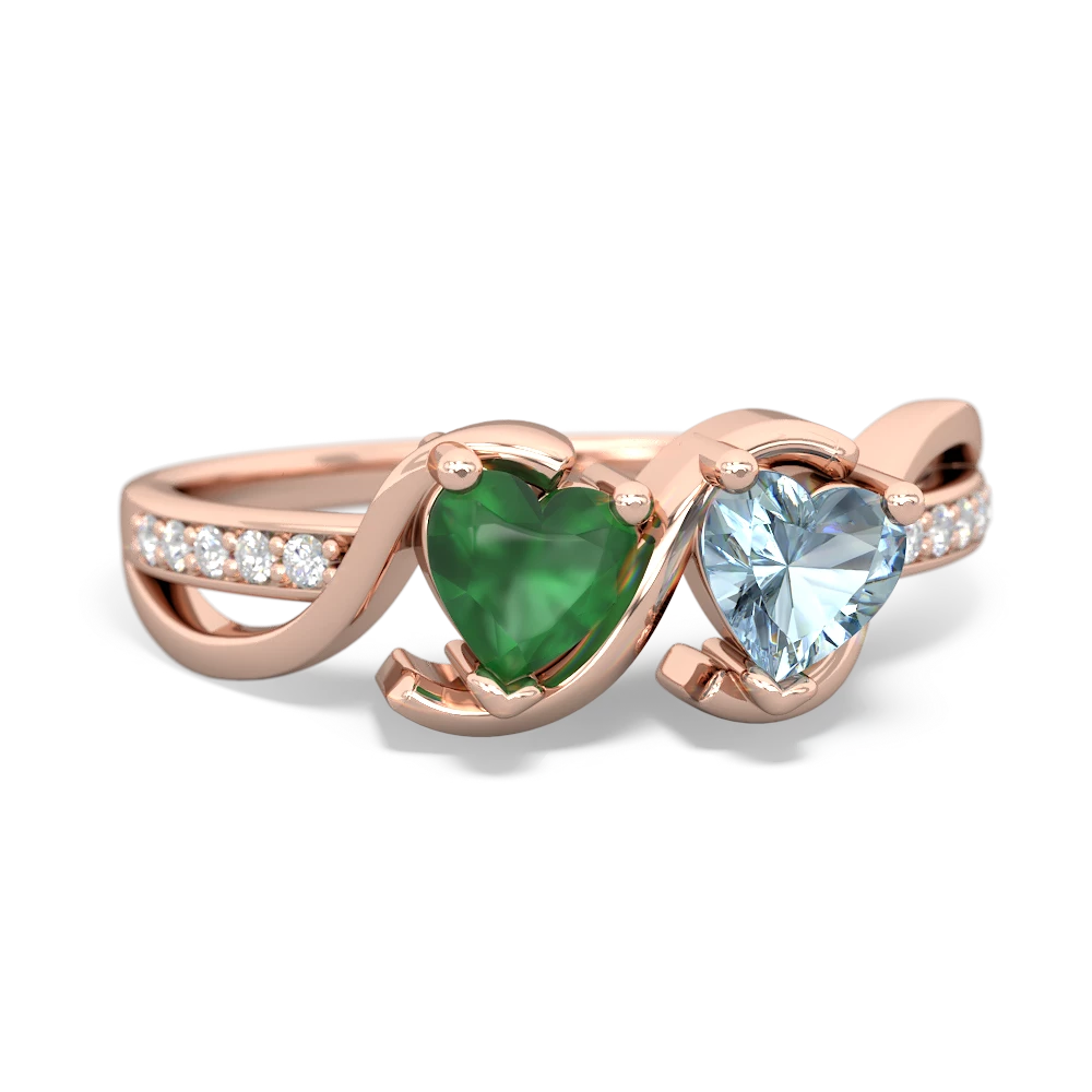 Emerald Side By Side 14K Rose Gold ring R3090