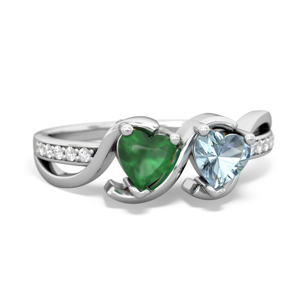 Emerald Side By Side 14K White Gold ring R3090