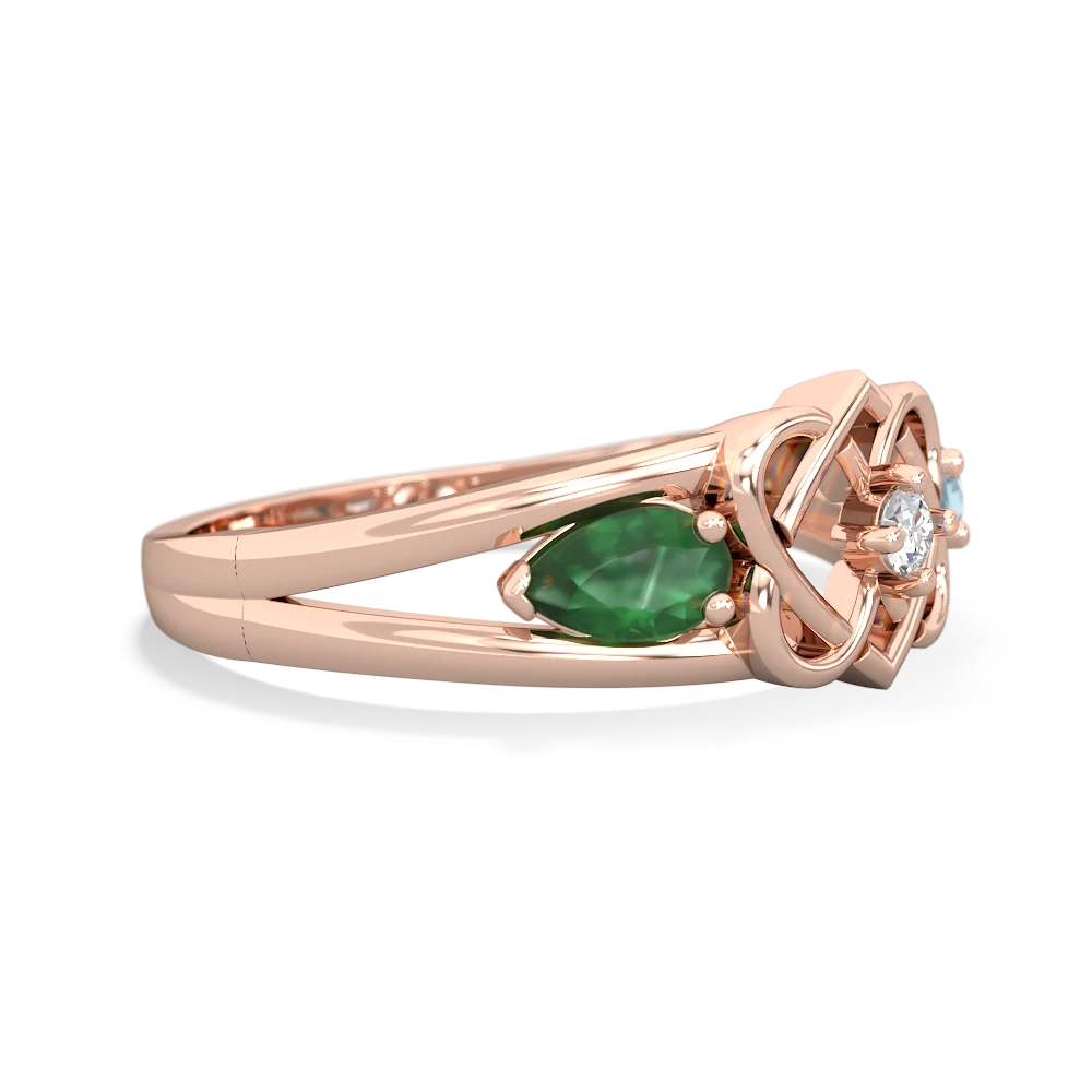 Emerald Hearts Intertwined 14K Rose Gold ring R5880
