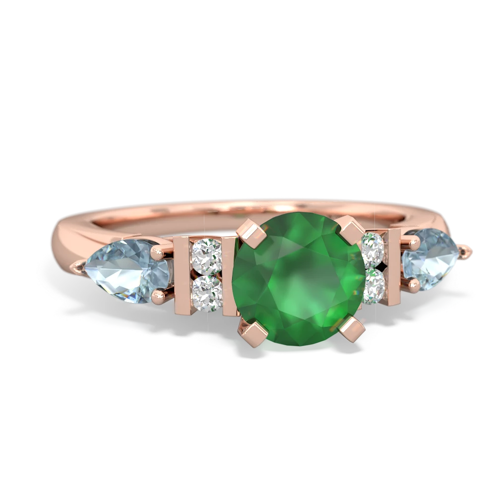 Emerald 6Mm Round Eternal Embrace Engagement 14K Rose Gold ring R2005