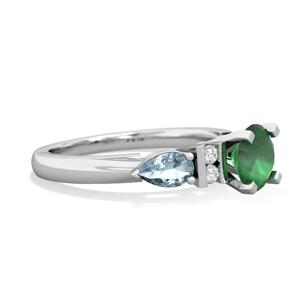 Emerald 6Mm Round Eternal Embrace Engagement 14K White Gold ring R2005