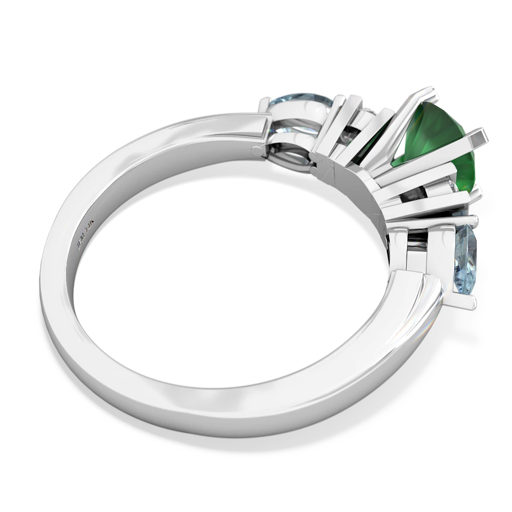 Emerald 6Mm Round Eternal Embrace Engagement 14K White Gold ring R2005