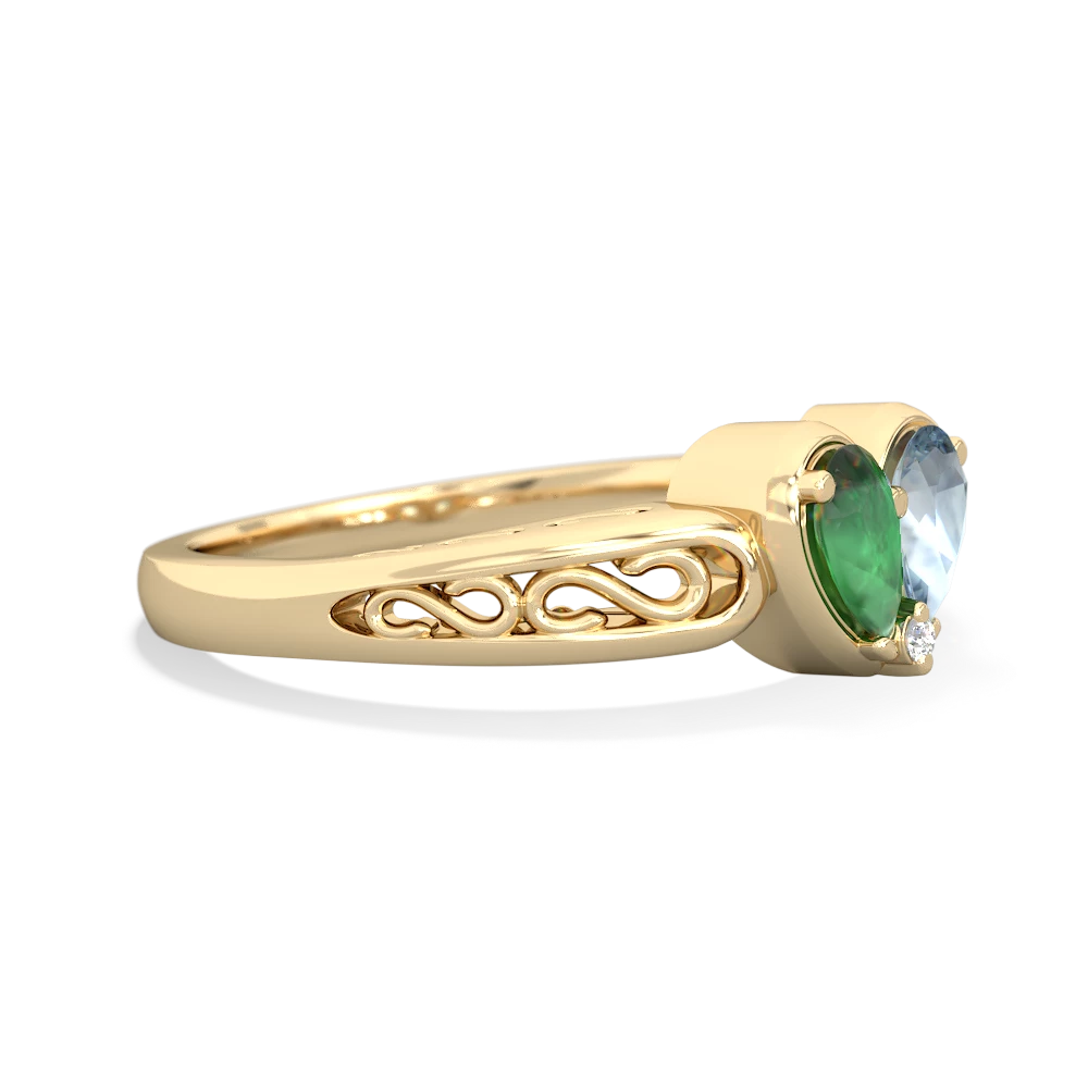 Emerald Filligree 'One Heart' 14K Yellow Gold ring R5070