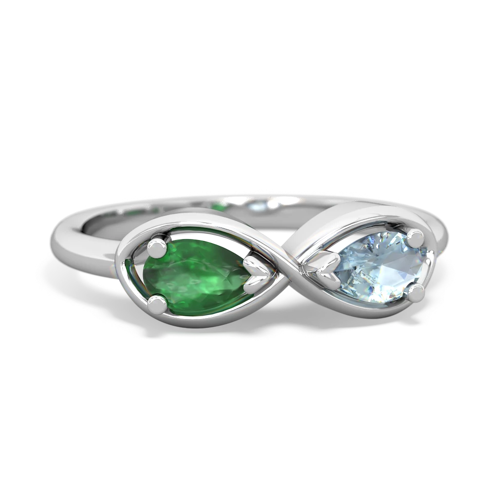 Emerald Infinity 14K White Gold ring R5050