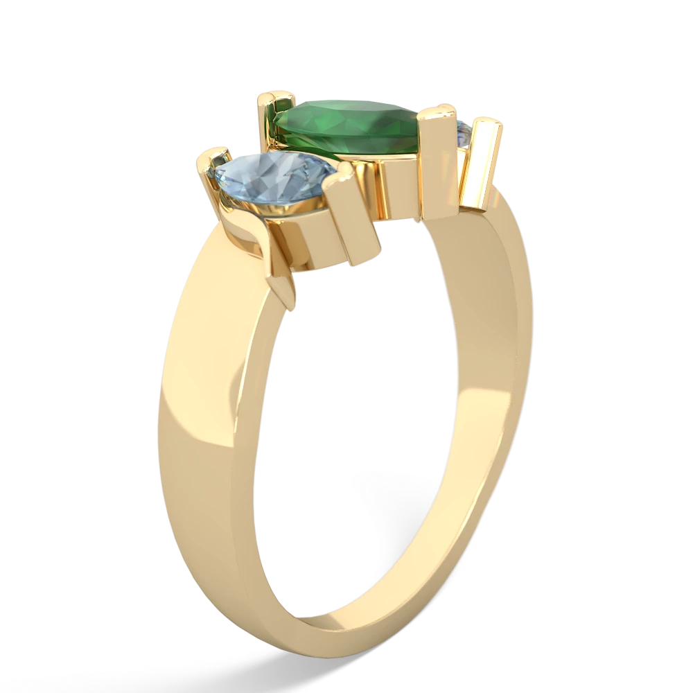 Emerald Three Peeks 14K Yellow Gold ring R2433