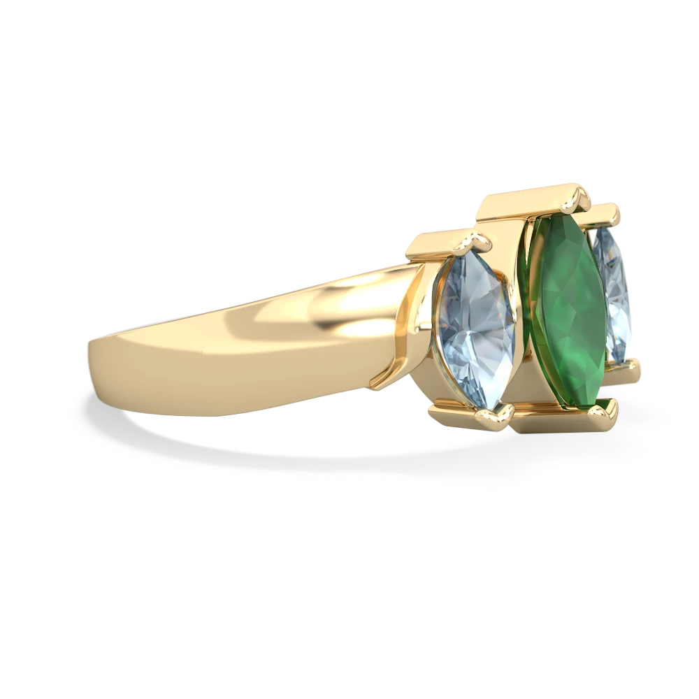 Emerald Three Peeks 14K Yellow Gold ring R2433