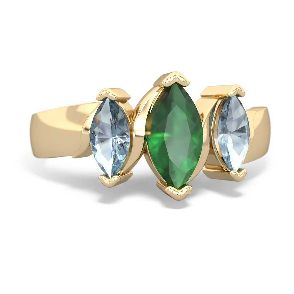 Emerald Three Peeks 14K Yellow Gold ring R2433